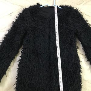 Black Teddy Fur/ Fluffy Shrug With Pockets