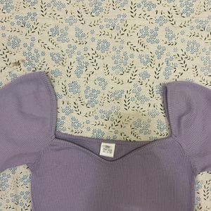 Lilac Ribbed Sweetheart Top