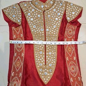 Mirror Work Silk Kurta Set Embroidery