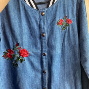 Floral Denim Jacket For Women