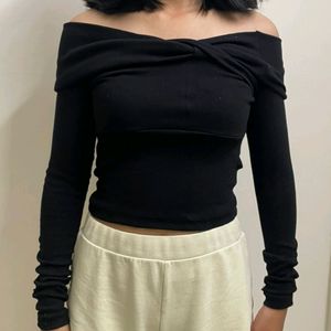 Black Off Shoulder Long Sleeve