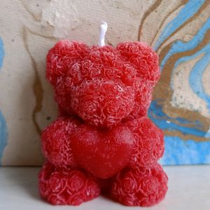 Teddy Bear Heart Handmade Scented Candle (Small)