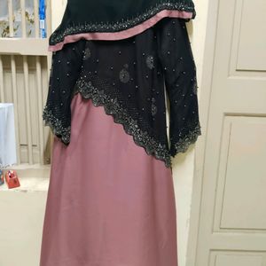 Fully Diamond Dubai Abaya Mauve Colour