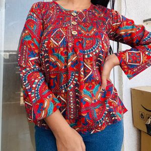 New Jaipuri Style Red Top