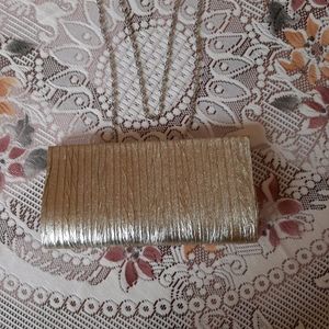 Gold Colour Clutch with Sling