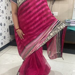 Pink Saree With Nice Borders