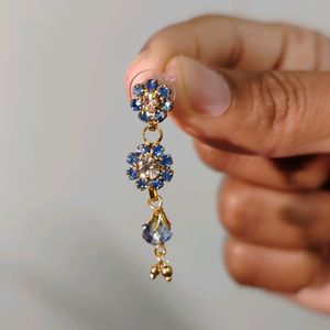 Blue Crystal Dangling Earrings