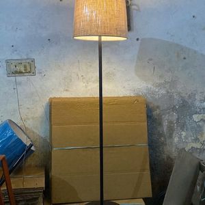 ANTIQUE NAUTICAL FLOOR LAMP WITH BEIGE SHADE