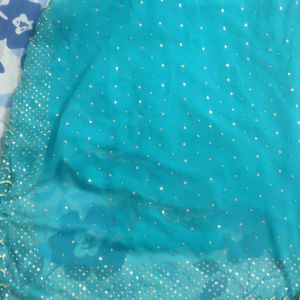 Very Beautiful Aqua Colour Party Wear Saree