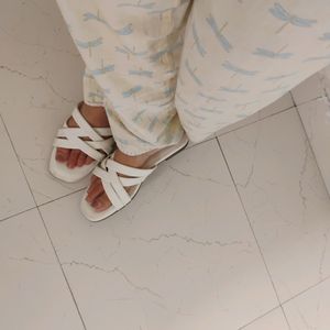 White Flat Slippers