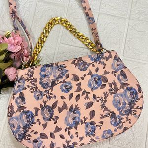 Pink floral Oval sling bag