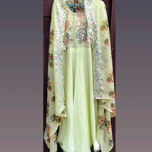 Anarkali kurta With Floral Print Duppata Set