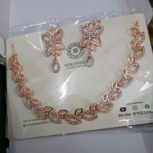 Rose gold Nackles Set With Earings