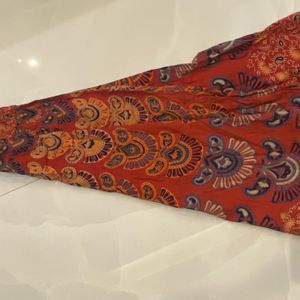 Ghaghra Type Maxi Boho Skirt (Orange)