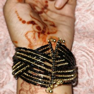 Beautiful Cutdana Work Black Adjustable Bracelet