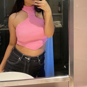 Pink Turtleneck Top