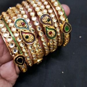 Kundan Bangles Set 2.8 Sz