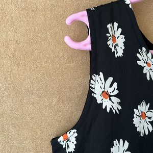 Floral Print Black Dress