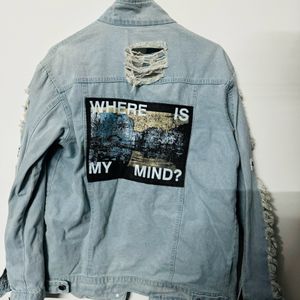 Blue Ripped Denim Jacket