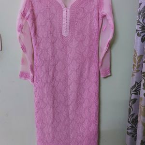 Chikankari Pink Kurta