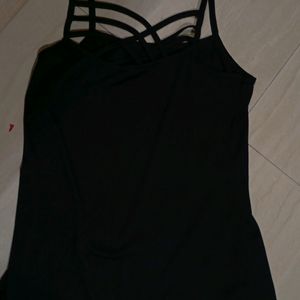 Trendy Korean Stylish Black Cross Bralete Sexy Top