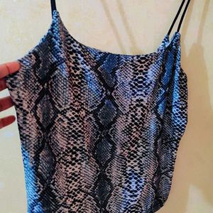 Snake Print Tube Top With Noodle Strap