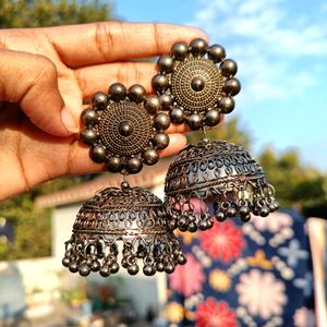 Boho Oxidised Jhumkas🖤