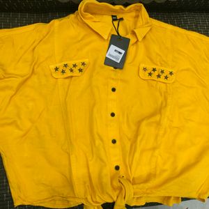 Mustard Tie Up Shirt Top (Women's)