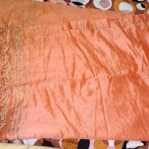 Flowers Art Desginable Orange Saree