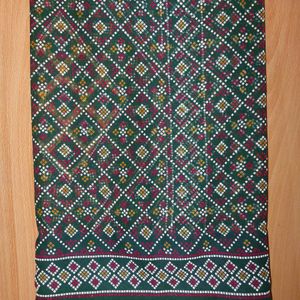 Bandhani Printed Green Saree