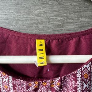 Maroon Print Kurta