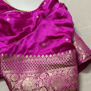 Gajji Silk Saree With Blouse 38 Siz Hot Pink Colou