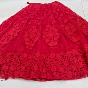 Excellent Red Crop Top Skirt Lehenga