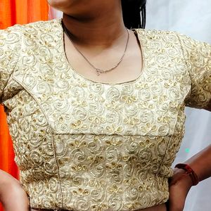 Golden Blouse , With Beautiful Design