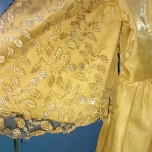 Golden Shrug With Frock