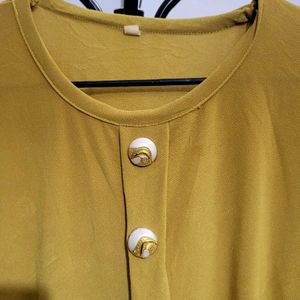 Mustard Magic: Stylish Synthetic Crepe Fabric Top.