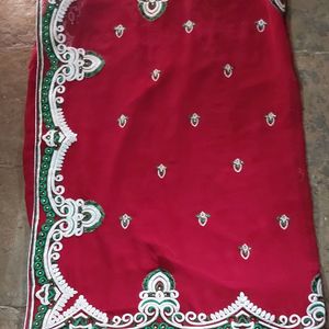 Heavy Embroidered Maroon Saree