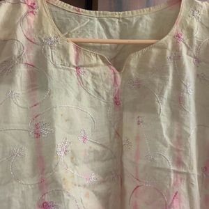 Pink And Cream Ombre Embroidered Top