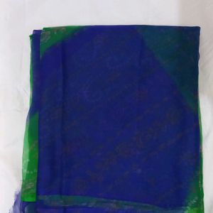 FREE DELIVERY GREEN BLUE COLOUR CHIFFON SAREE