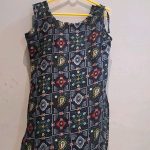 Blue Short Kurti With Prints