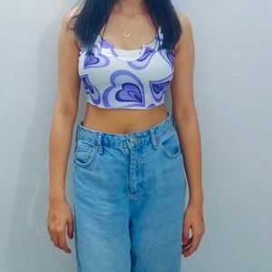 Purple Heart Printed Crop Top