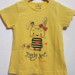 Yellow Preety Girl T-shirt For 4- 5 Year Baby