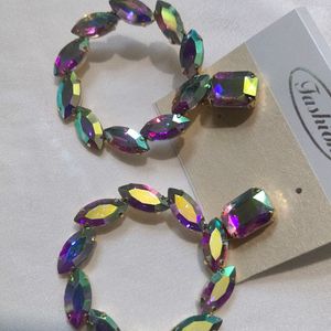 Rainbow Korean Glass Stone Earring