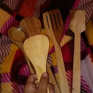 Handmade Wooden Serving Cooking Spoon Kitchen Set