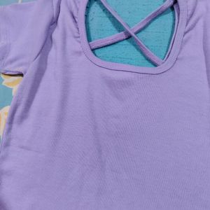 Lavender Crop Top With Criss Cross Back