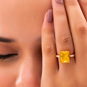 Refined Topaz Rectangle Crystal AD Ring (Adjustabl