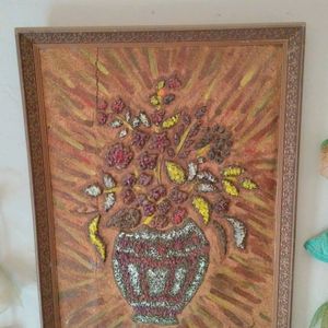 Wax Floral Embossed Oil Painting With Frame