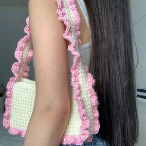 Crochet 🩷Ruffle Shoulder Bag