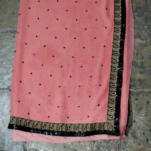 Peach Heavy Partywear Saree