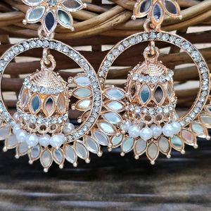 Rosegold Jhumki Chandbali Earrings